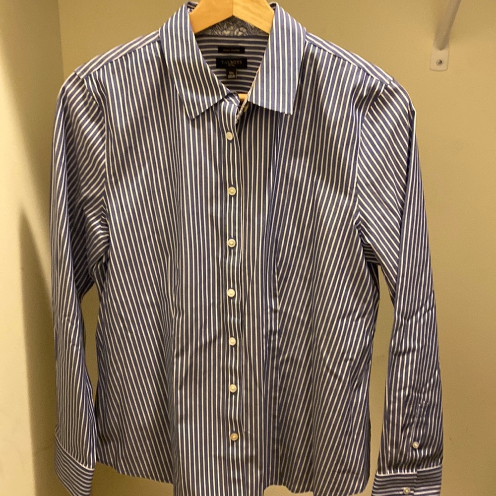 Talbots Blue Striped Button Down 10P
